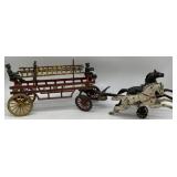 cast iron horse drawn fire ladder truck
