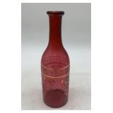 cranberry glass enameled barber bottle