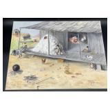Maud Falkner folk art Dixie scene oil on canvas