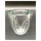 small etched glass vase