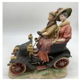 Capodimonte horseless carriage signed Pucci