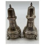 B&M Sterling silver hand chased S&P shakers