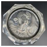Alphonse Mucha art nouveau pewter wall plate