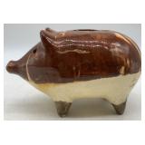 glazed pottery pig bank
