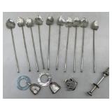 sterling Mexico stirring straws, baby rattles, cli