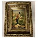 framed Gentleman with Flowers oil on board