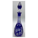 Cobalt Blue Cut To Clear Decanter w/stopper