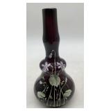 amethyst glass enameled barber bottle