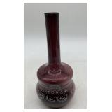 amethyst glass enameled barber bottle