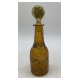 amber enameled painted bottle w/stopper