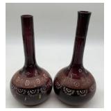 2 similar amethyst barber bottles