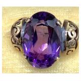 14K Gold & Amethyst ring w/ boxes and papers