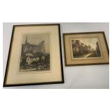 Louis Whirter  Amiens the Water Market etching