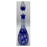 Cobalt Blue Cut To Clear Decanter w/stopper