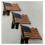 3 American flag license plate toppers