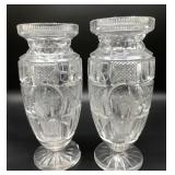 2 large cut glass vases