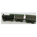 tin litho train engine and two cars, made in USA