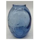 blue hand blown eagle snuff jar