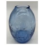 blue hand blown eagle snuff jar