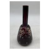 amethyst glass enameled barber bottle