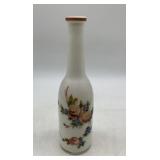 floral decorated milk glass barber bottle