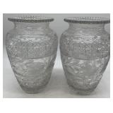 2 large cut glass crystal vases