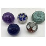 5 glass paperweights