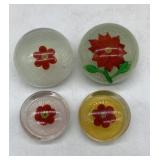 4 floral latticino paperweights