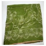 green decorated tablecloth