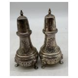 B&M Sterling silver hand chased S&P shakers