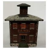 cast iron two story Bank w/cupola bank