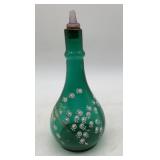 turquoise glass enameled barber bottle
