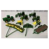 1/64 Ertl Lot of 10 JD Tractors and Implements