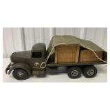 Mack Army Flatbed Truck w/Cargo and Canvas