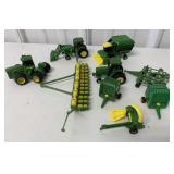 1/64 Ertl Lot of 9 JD Tractors and Implements