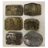Lot of 6 Advertising Belt Buckles