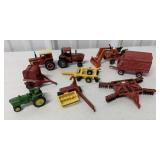 1/64 Ertl Lot of 9 Tractors and Implements