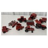 1/64 Ertl Lot of 9 IH Tractors and Implements