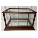 Wood and Glass Showcase w/Mirrored Bottom