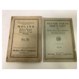 (2) Moline Plow Repair Parts Lists No.s 52 & 53