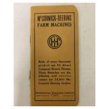 McCormick-Deering Farm Machines Notebook/