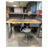 Metal Workbench, Chair & Magnifying Lamp