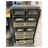 14 Drawer Metal Unit w/ Various Electrical Plugs