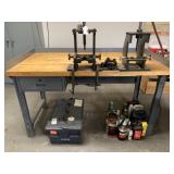 Metal Workbench with Wooden Top