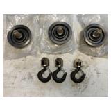 (6) New Trolley Wheel Assemblies/Swivel Hooks
