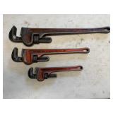 (3) Rigid Plumbers Wrenches 12"/18"/24"