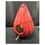 2 Sided Ceramic Birdhouse Red