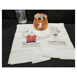 Fall & Christmas Towels & Candle Holder