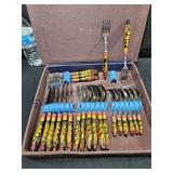 Ukrainian Folk Art Flatware Set Vintage