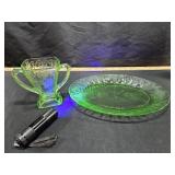 Depression Glass Tray & Sugar
